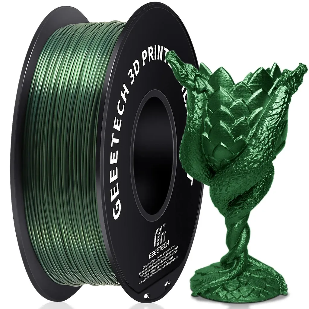 Filament 3D pour Créations Lumineuses PLA Silk Vert Fluorescent 1,75mm