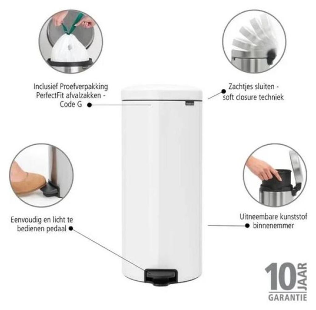 Brabantia Pedal Bin newIcon, 30 cm, 300 mm, 340 mm, 675 mm, Produktbild 