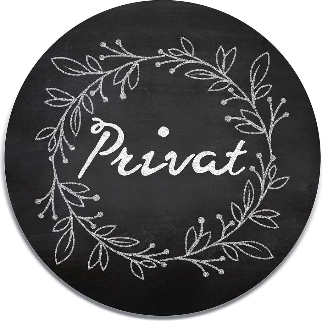 PRIVAT Türschild schwarz weiß im Tafelkreide-Look - 15,5 cm