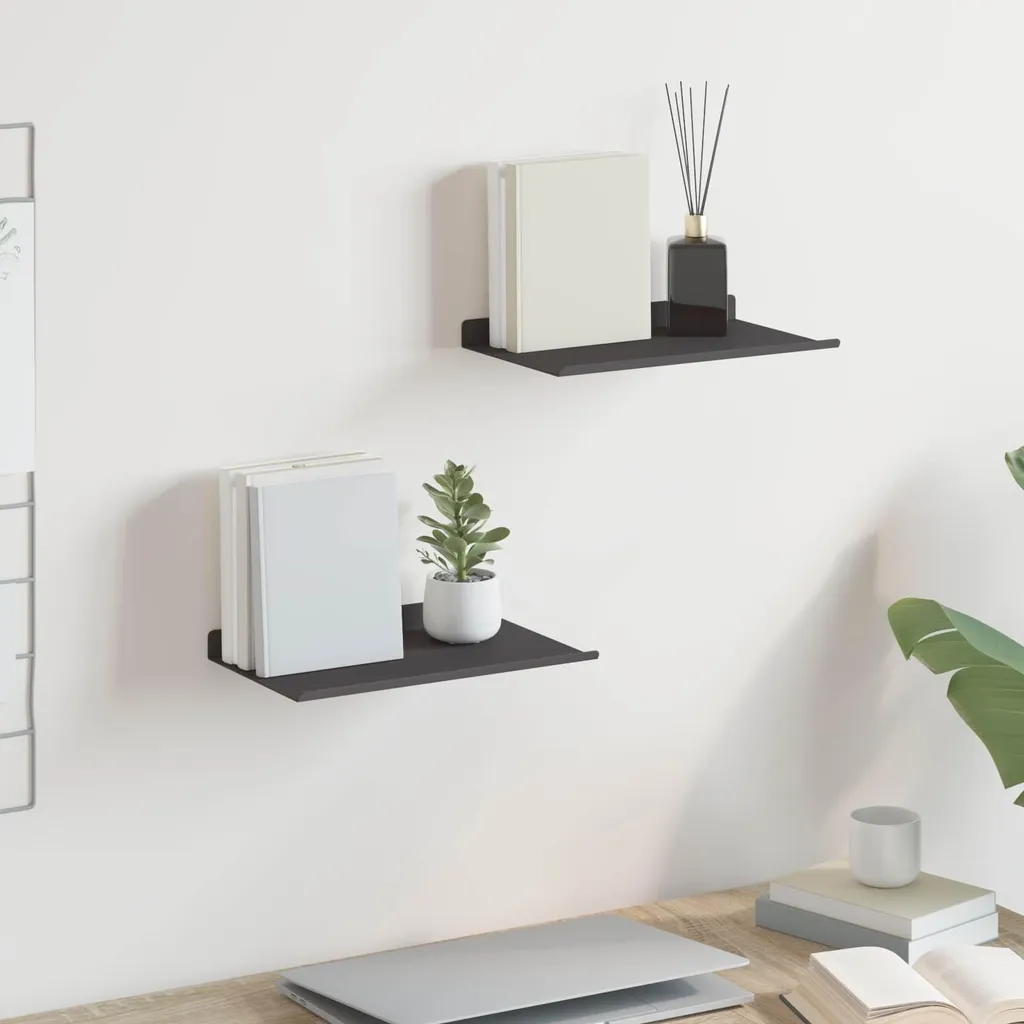 Maison Exclusive Mensola Sospesa 2 Pezzi Nero Acciaio 30cm Design Moderno