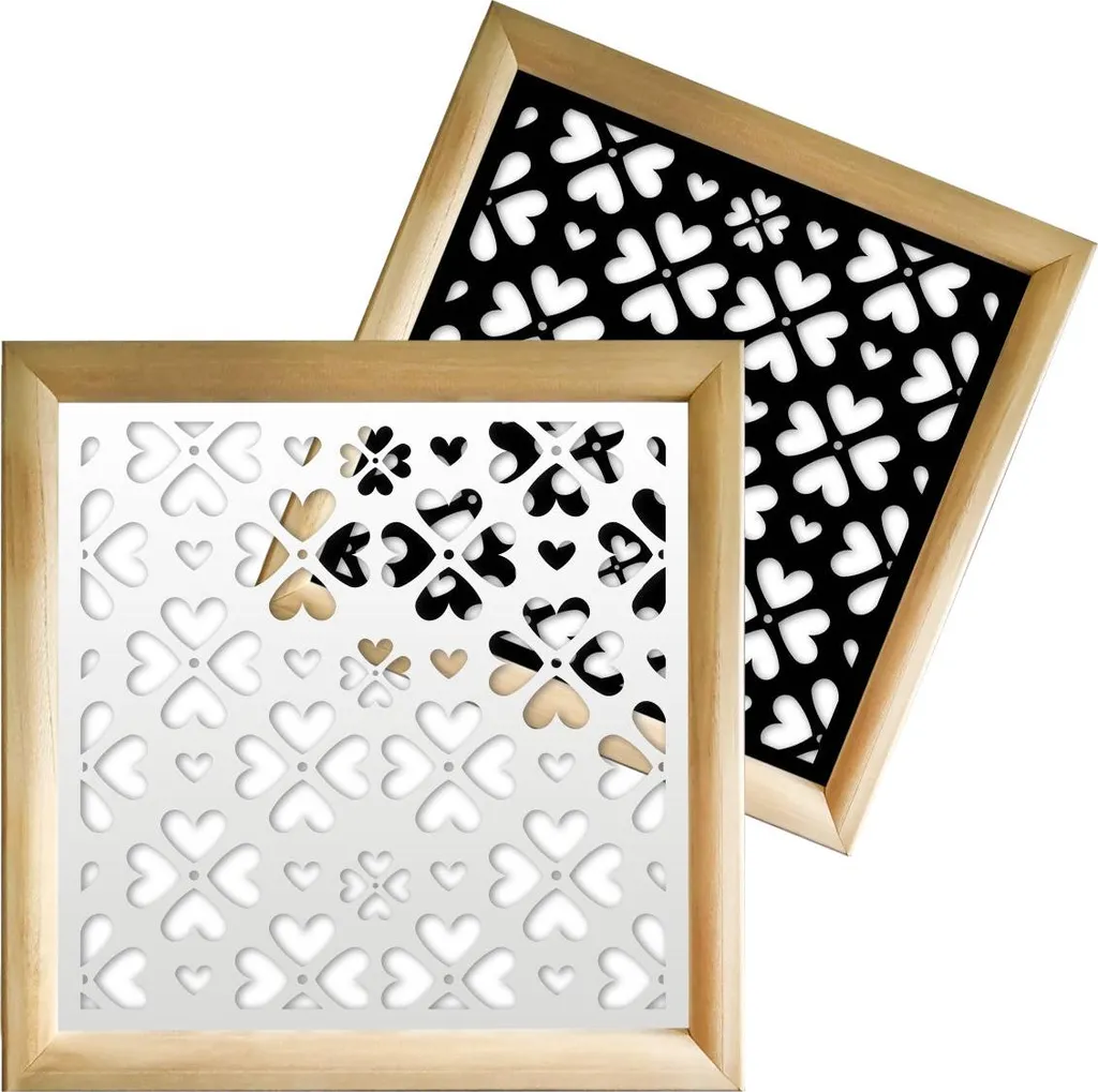 Décoration Murale LOVE ME 73x73cm : Habillage Bois et PVC Blanc Moderne