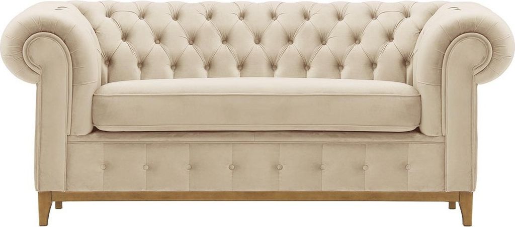 Zweisitzer-Sofa Chesterfield Grand - hellbeige - Velluto 2
