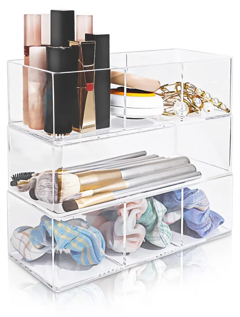 Organiseur maquillage acrylique 7 tiroirs empilables pour coiffeuse