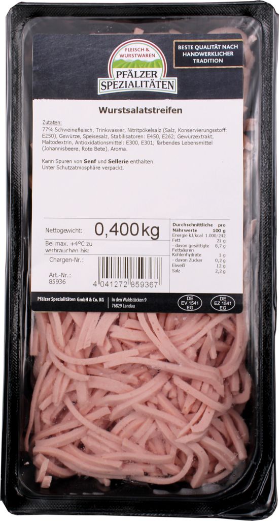 Pfälzer Spezialitäten Wurstsalatstreifen 400g Produktbild 