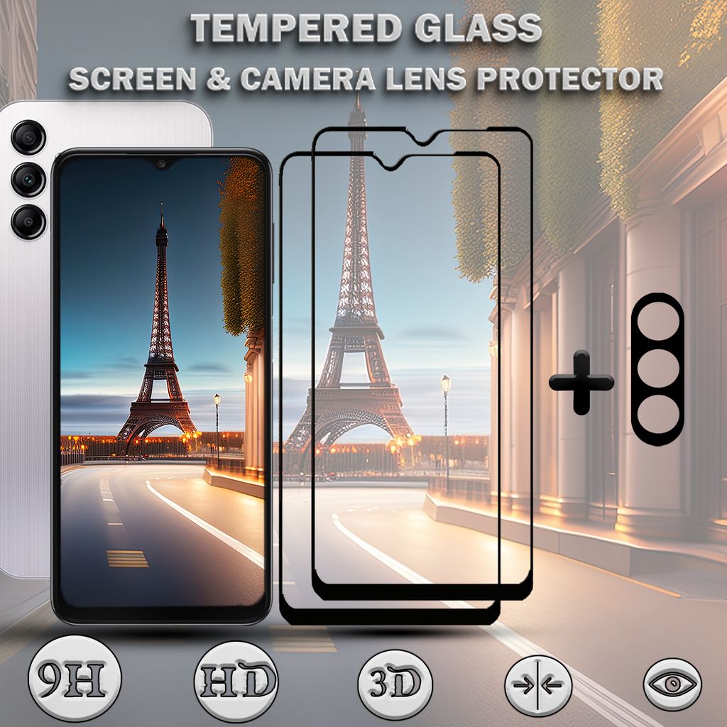 2-Pack SAMSUNG A15 5G Displayschutzfolie und 1-Pack Objektivschutz aus 9H gehärtetem Glas