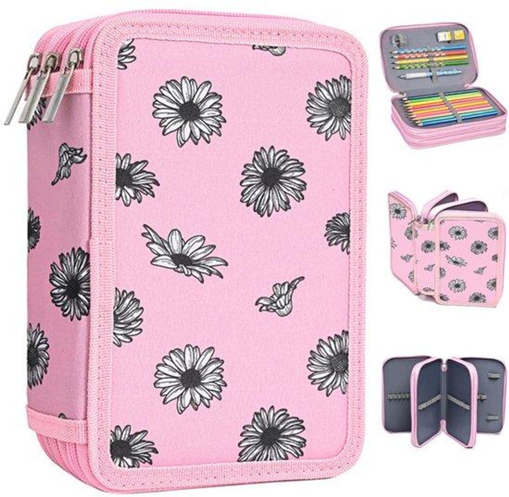 Rosa Etui 57 Fächer Schule Mädchen