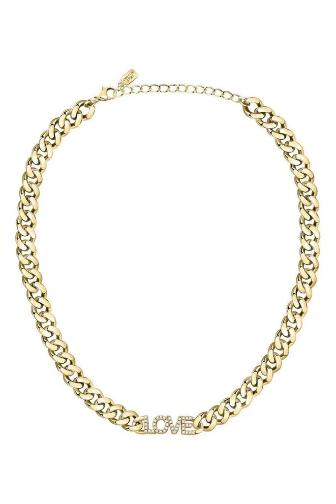 Collier Élégant pour Soirée et Mariage Plaqué Or avec Cristaux Love