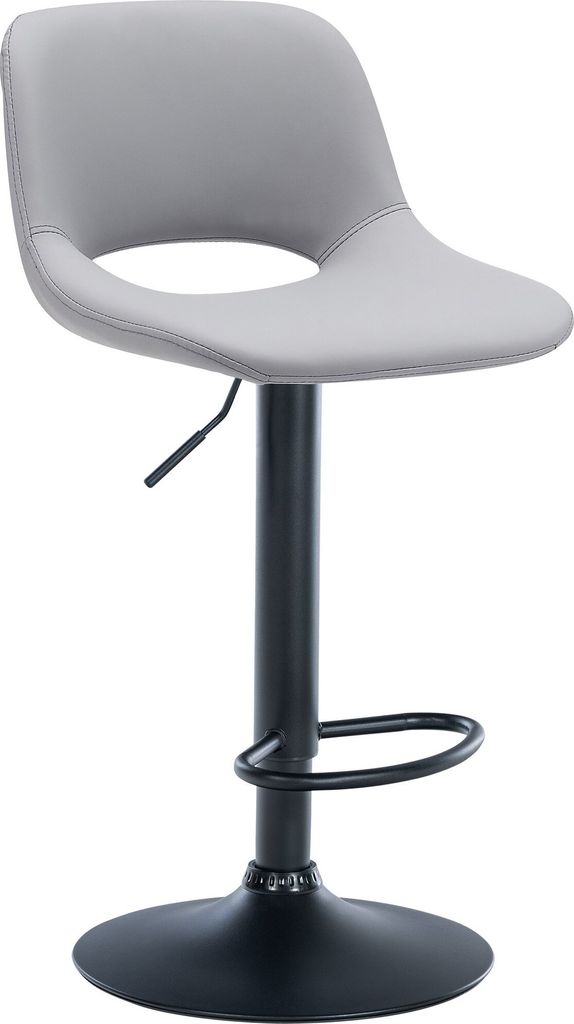 DELUKE Barhocker JAKSON - Grau, Kunstleder, Schwarz | Barhocker mit Lehne Barstuhl Tresenhocker Tresenstuhl Kneipenhocker Kneipenstuhl