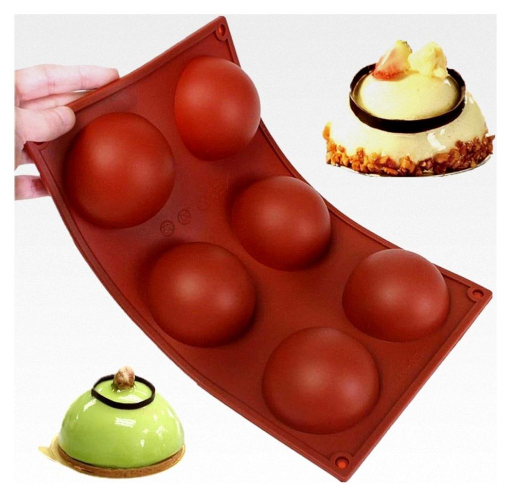 6 große Halbkugeln, Silikonform, flach, rutschfest, langlebig, für Kuchen und Kochen