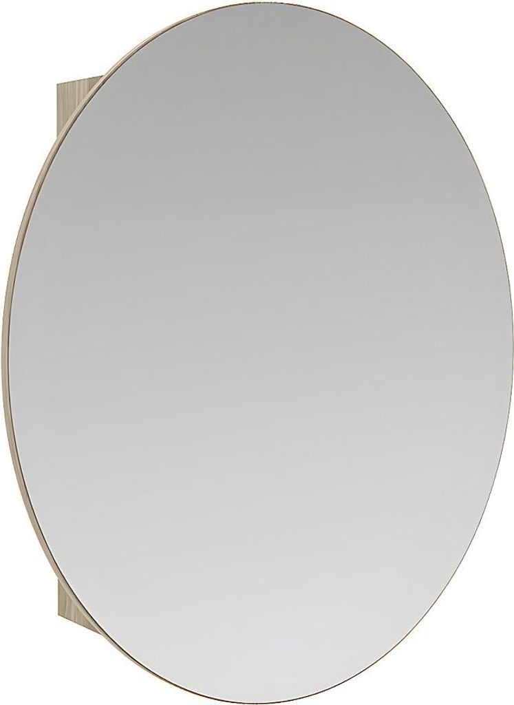 Badezimmer Hängeschrank oval mit Spiegel - Eichefarben - Produktbild 