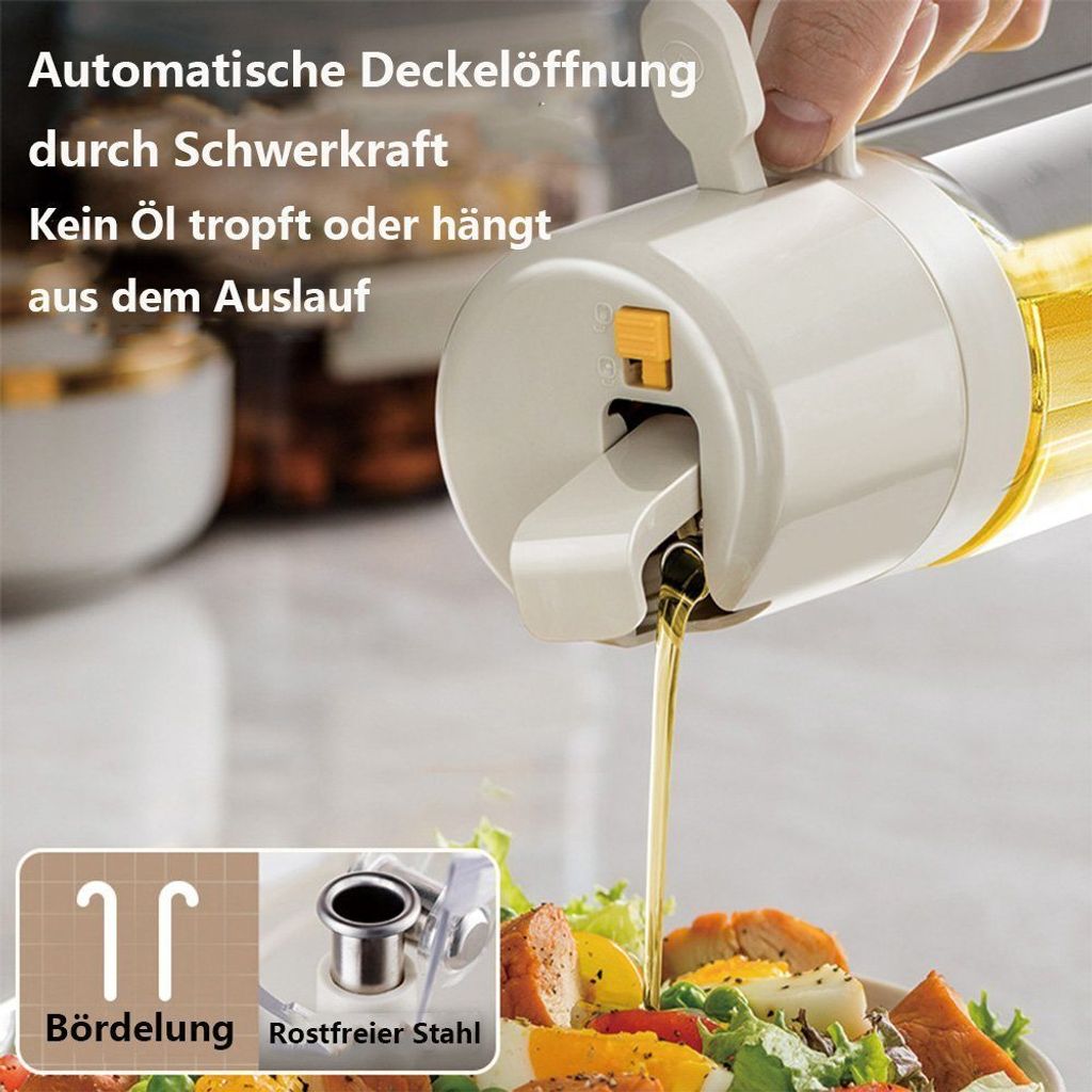 2 in 1 Ölsprüher, 550ml Glas Öl Sprühflasche mit Produktbild 2