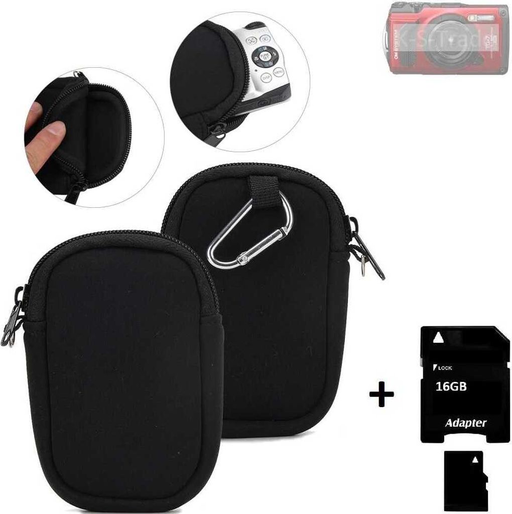 K-S-Trade Kameratasche kompatibel mit Olympus OM System Tough TG-7 Schutz Hülle Kompaktkamera Tasche Travelbag sleeve case neopren Fototasche +