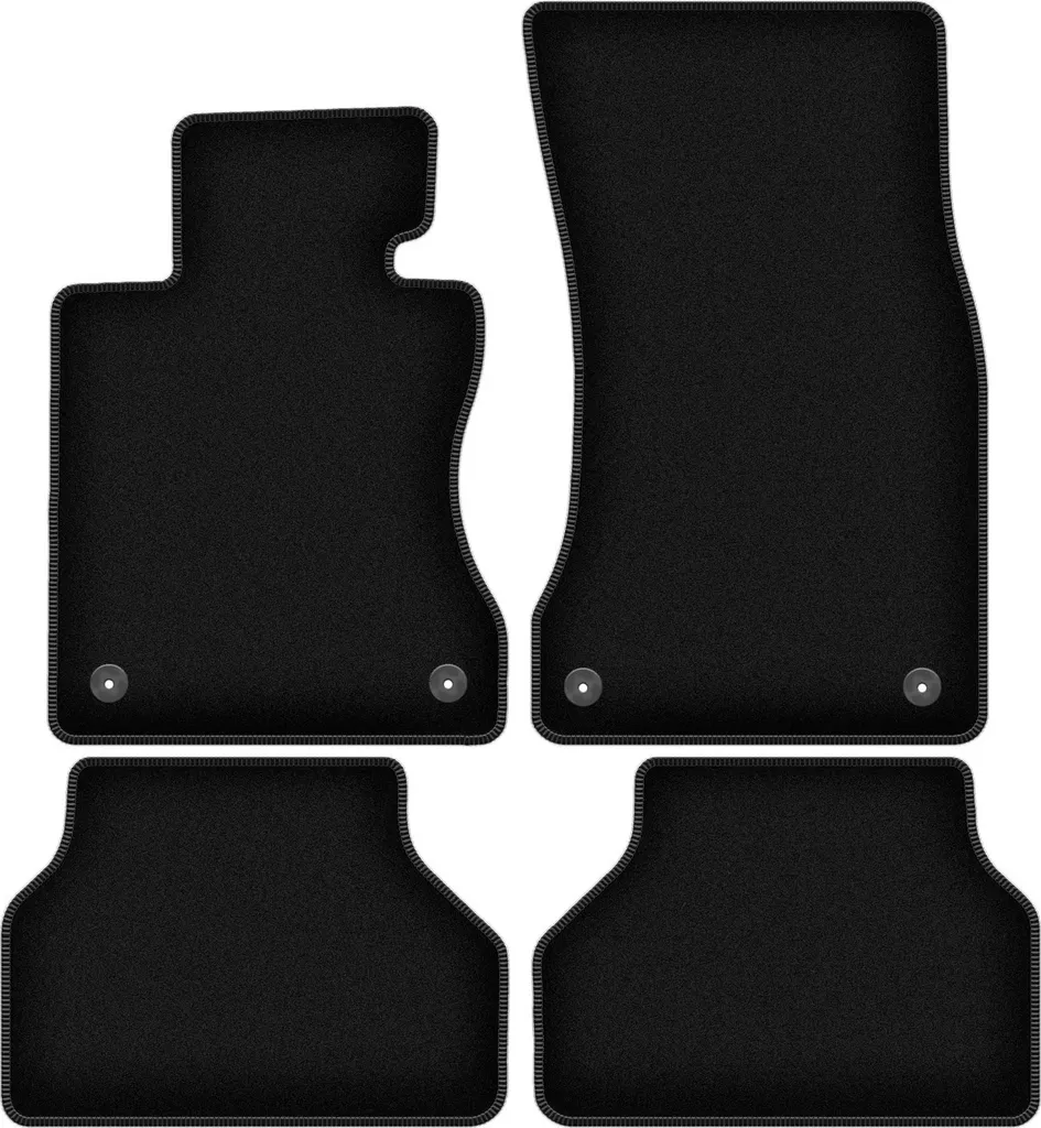 Kit 4 Tappetini BMW 5 E60 Berlina 2003-10 Velluto Nero + RZEPY