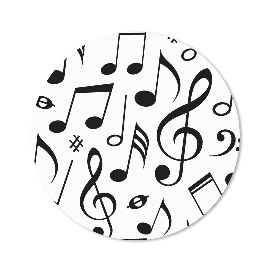 MuchoWow Mauspad Mousepad Musik - Muster - Schwarz und Weiß 50x50 cm - Mousepads - Maus Mat - Pad - Mausunterlage - Vinyl