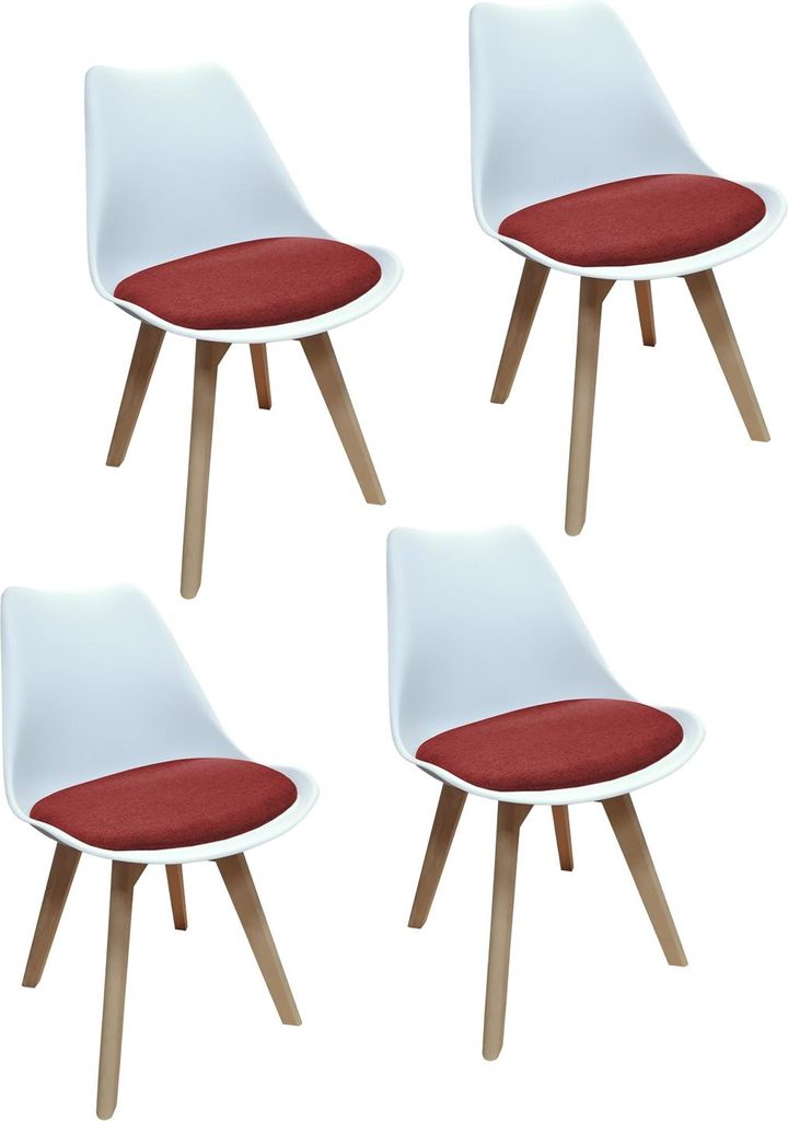 Esszimmerstuhl 4er Set Atlanta Weiß/Rot