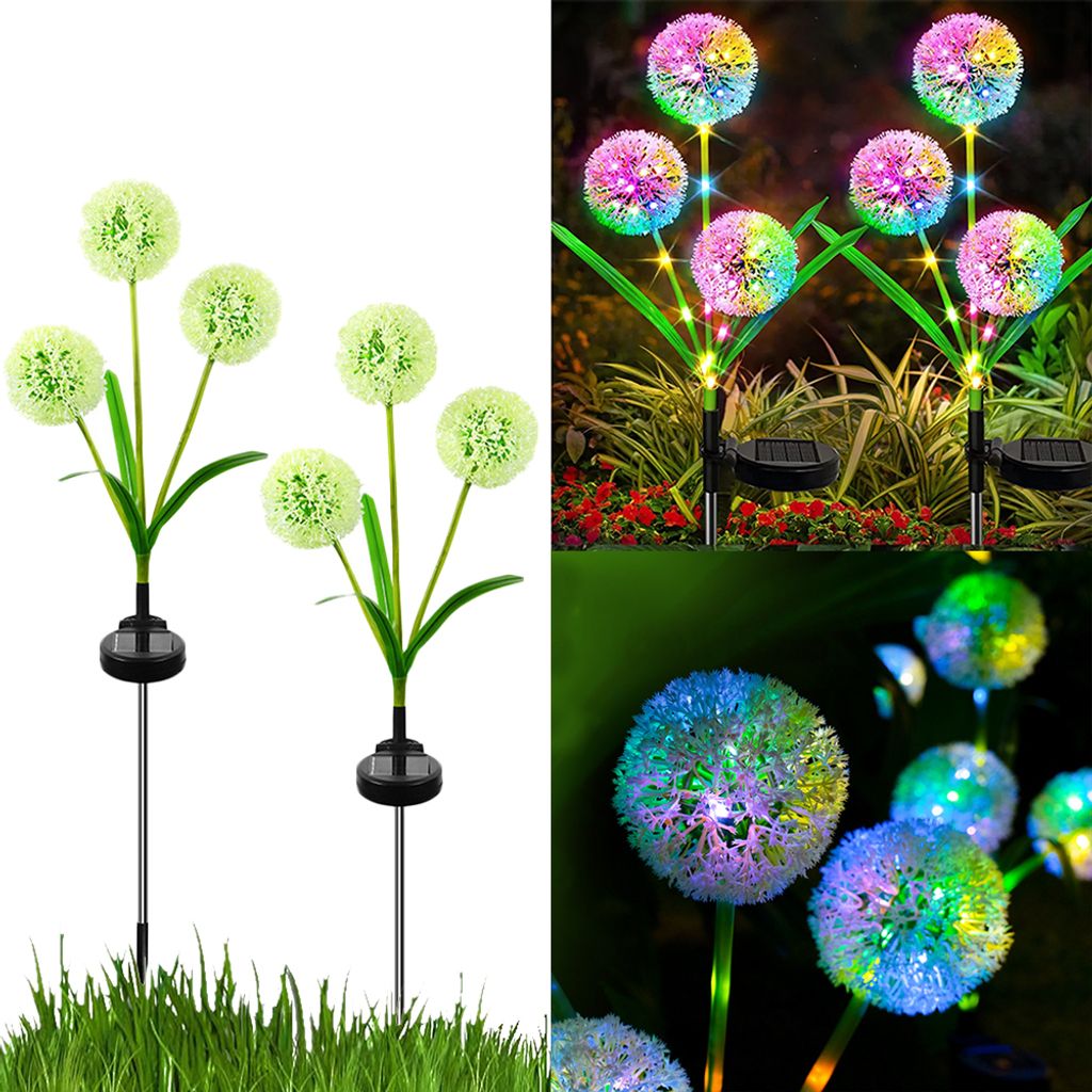 2x Solarlampen Für Außen Garten, Bunt Solarleuchten Für Außen Led Solar Gartenleuchten, 2Modi Solar Löwenzahn Lampe Für Rasen Balkon Terrasse...