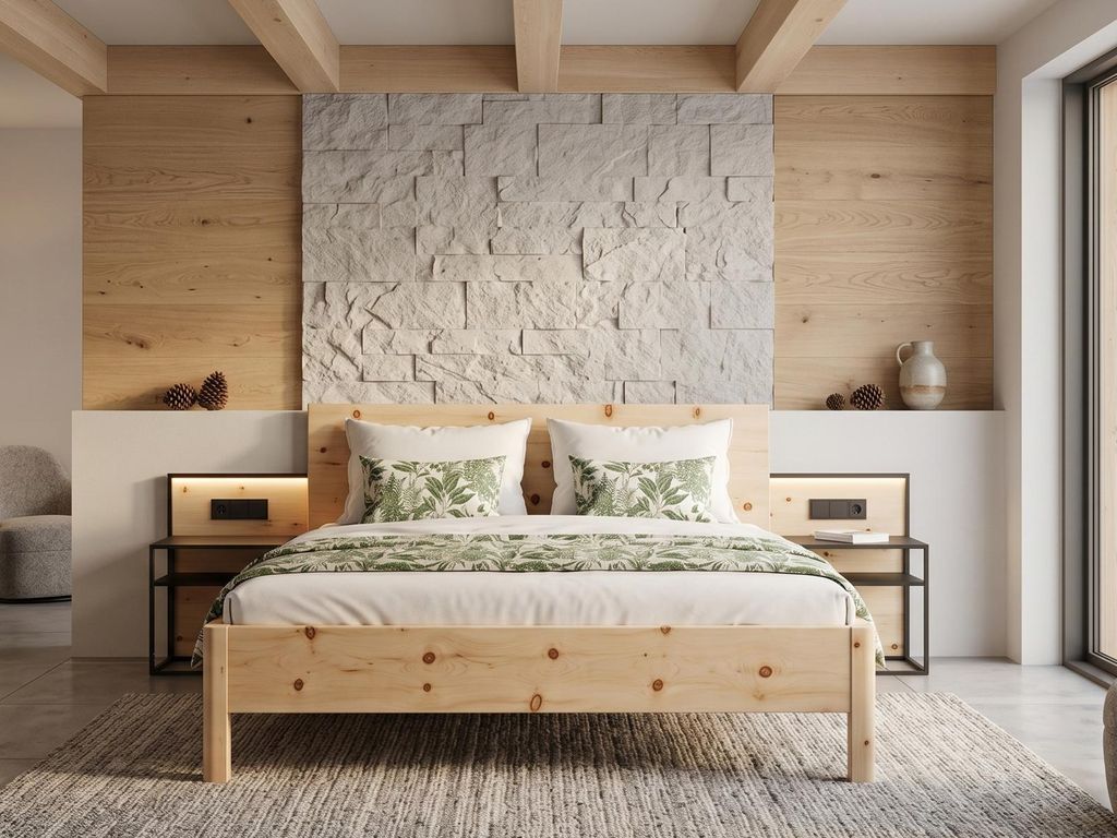 Letto matrimoniale senza metallo in pino cembro 200 x 200, Immagine del prodotto 