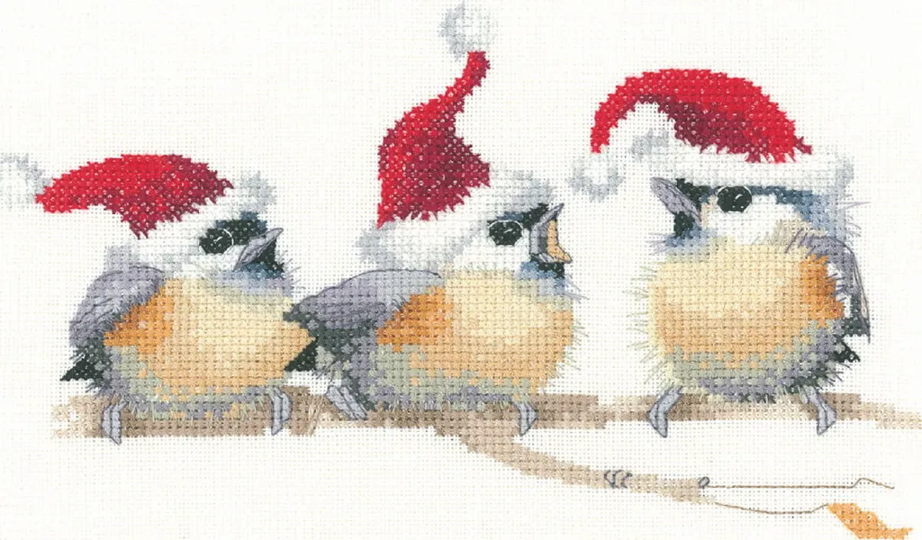Set per punto croce Heritage Aida "Pulcino festivo (A)", schema contato, VPFC1372-A, 21x12cm