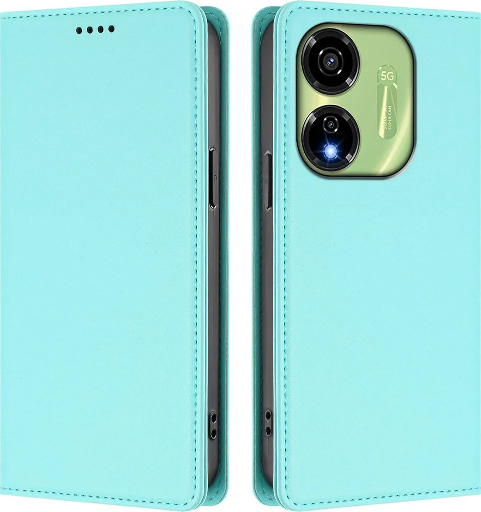 Custodia Premium itel P55 5G | Flip Cover Magnetica Turchese