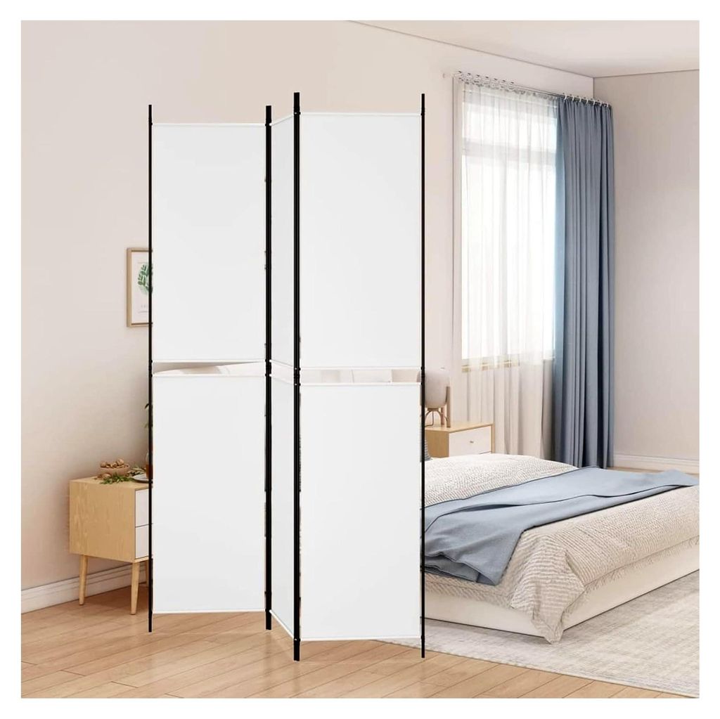 3-teiliges Paravent, Raumtrenner, Sichtschutz, Stellwand, Freistehende Umkleidekabine, Weiß 150x220 cm Stoff