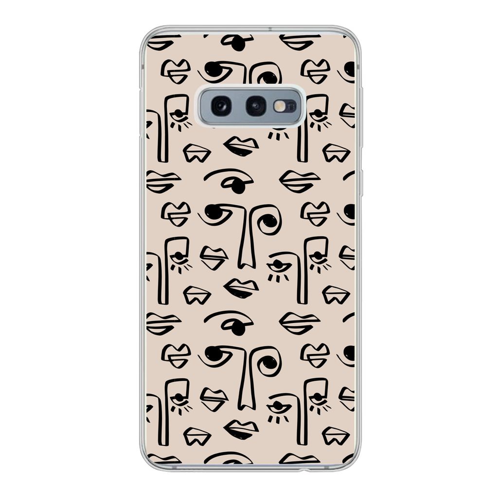 MuchoWow Handyhülle Schutzhülle Hülle für Samsung Galaxy S10e Muster - Lippen - Strichzeichnungen Silikon Softcase Handy Hülle - Handy