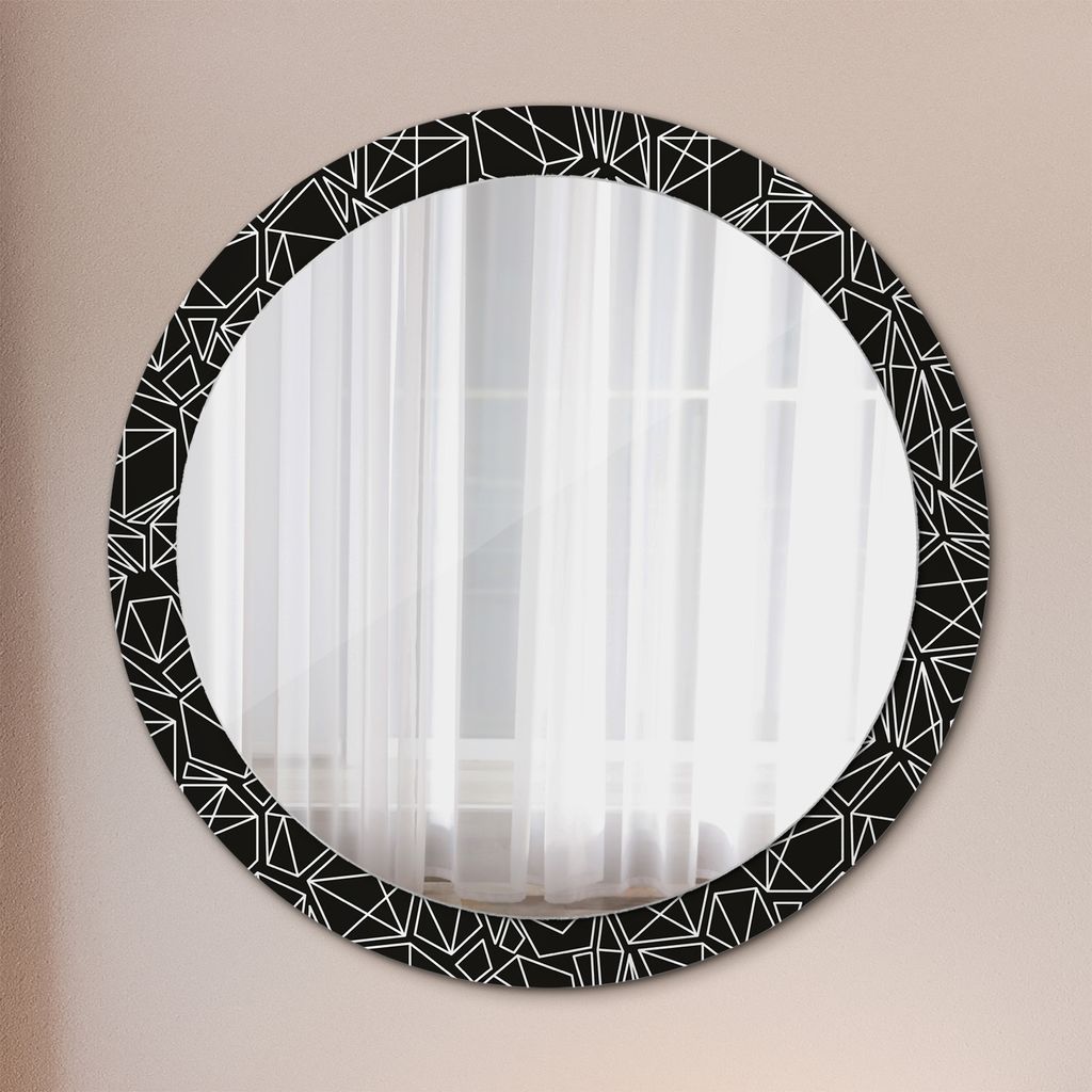 Ø90cm Modern Spiegel - Wandspiegel Wandmontage- Schlafzimmer - Geometrisch Muster