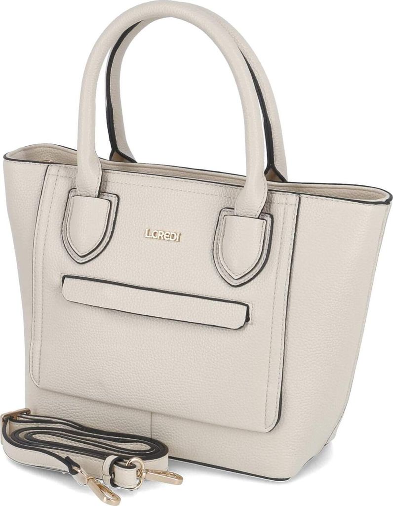 L.Credi Damen Handtasche OPHELIA Beige Creme Kunstleder vegan -