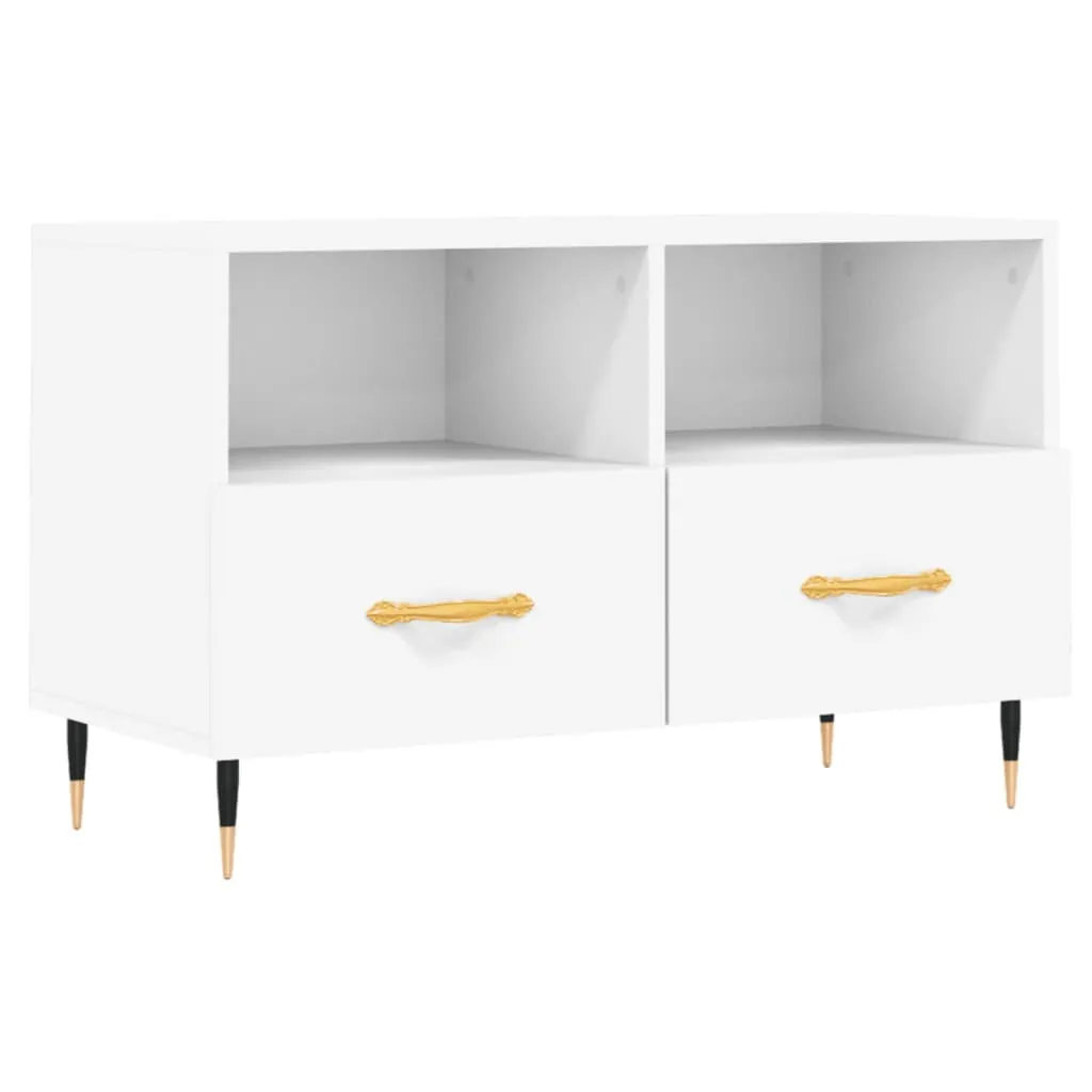 Mobile Porta TV Bianco 80x36x50 cm SYFAX™ | Legno Multistrato Robusto
