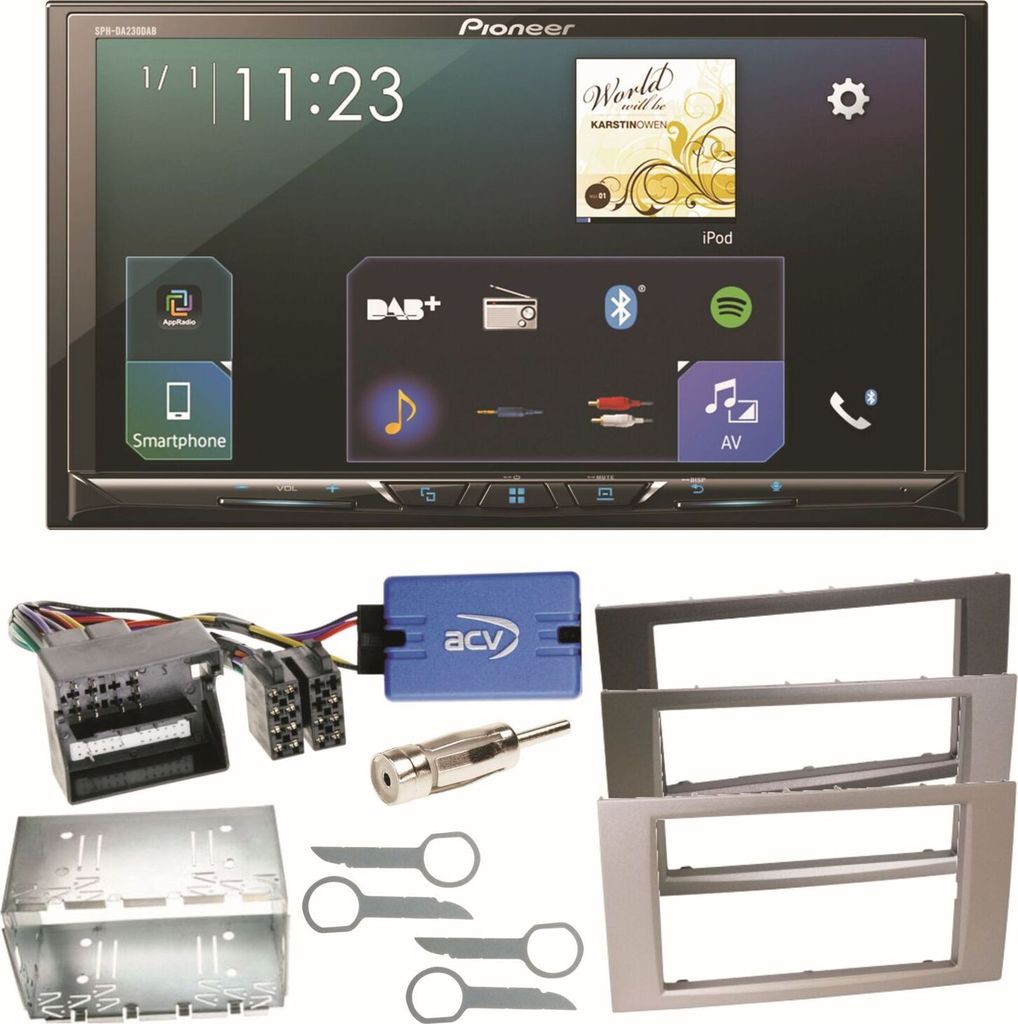 Pioneer SPH-DA230DAB Bluetooth Autoradio Einbauset für Ford Focus C-Max Fiesta Transit