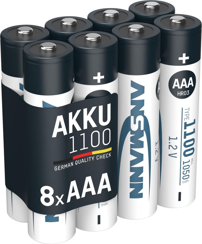 ANSMANN Akku AAA, 8 Stück, 1050 mAh 1,2V NiMH