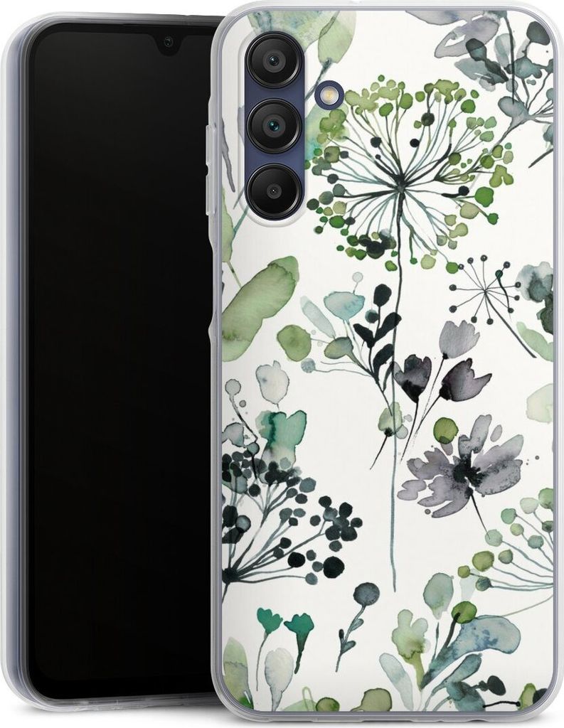 DeinDesign Handyhülle für Samsung Galaxy A15 5G Silikon Hülle Case Smartphone Schutzhülle Blumen Wasserfarbe Eukalyptus