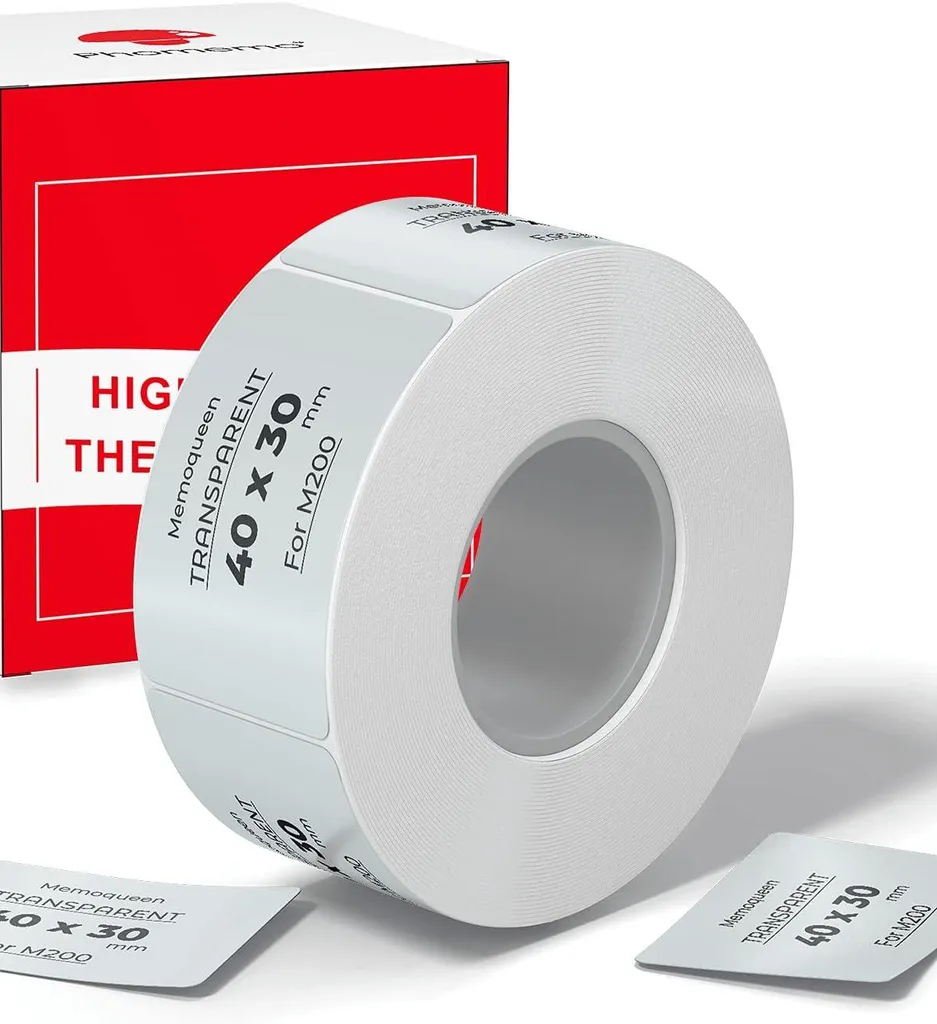 Lot étiquettes transparentes 40x30mm pour étiquetage pro Phomemo M220