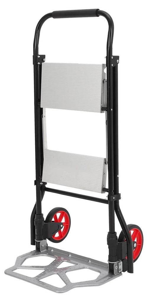 2-in-1 Sackkarre & Trittleiter - Klappbares Aluminium - Breite rutschfeste Stufe - 2 Stufen - 100 kg - Tragbar