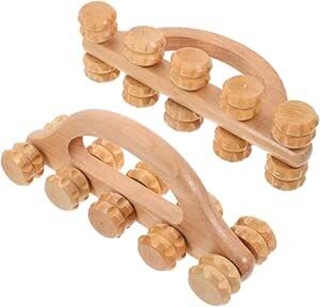 2er-Set Holz-Massageroller für Nacken, Rücken, Füße und Produktbild 