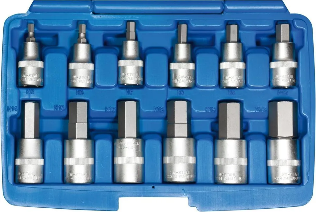 Jeu de Douilles Six Pans Creux 1/2" SW-Stahl 04950L en Coffret Métallique