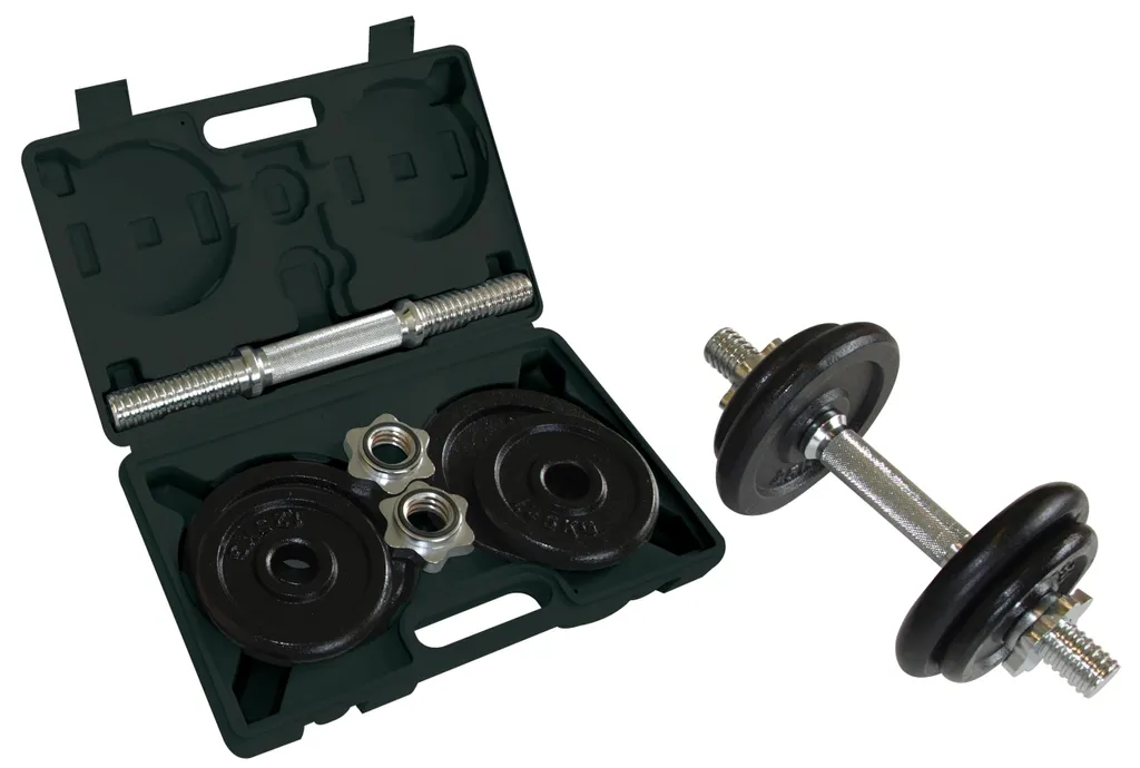 Kit haltères de musculation 10 kg avec valisette de rangement noir