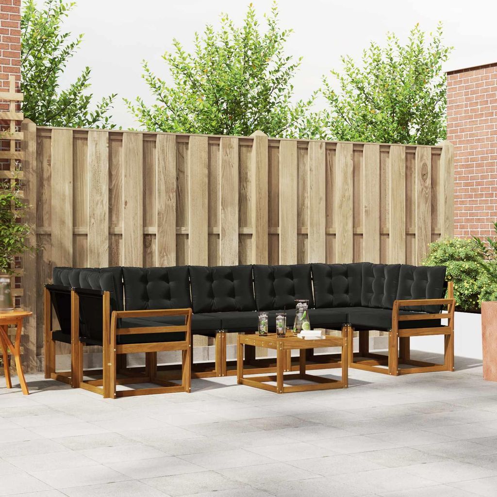 "Neues Produkt" Outdoor-Sofagarnitur ANTI-UV - CLORIS - mit Kissen - 8 pcs - Natürlich und Schwarz - Modern Gartensofas V333