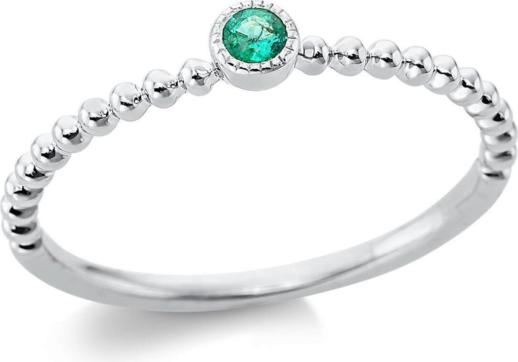 Ring aus 750 Gold Weißgold Smaragd 0,05ct grün B:3,2mm Zarge Innenumfang 53mm Ø16.9mm