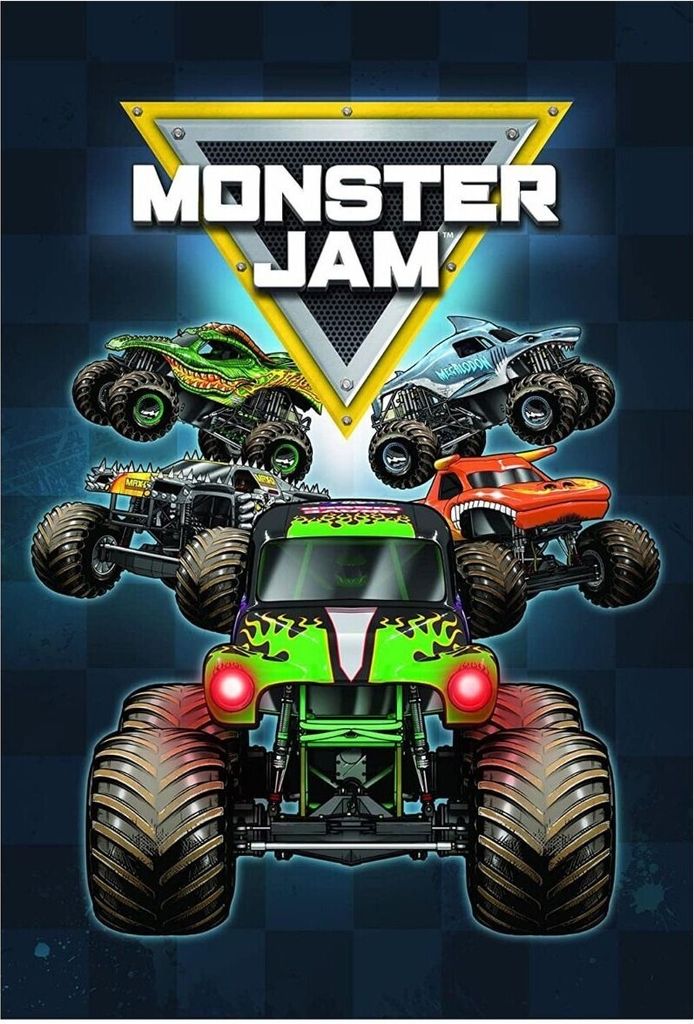 A collage of Monster Jam monster trucks with the Monster Jam logo at the top.