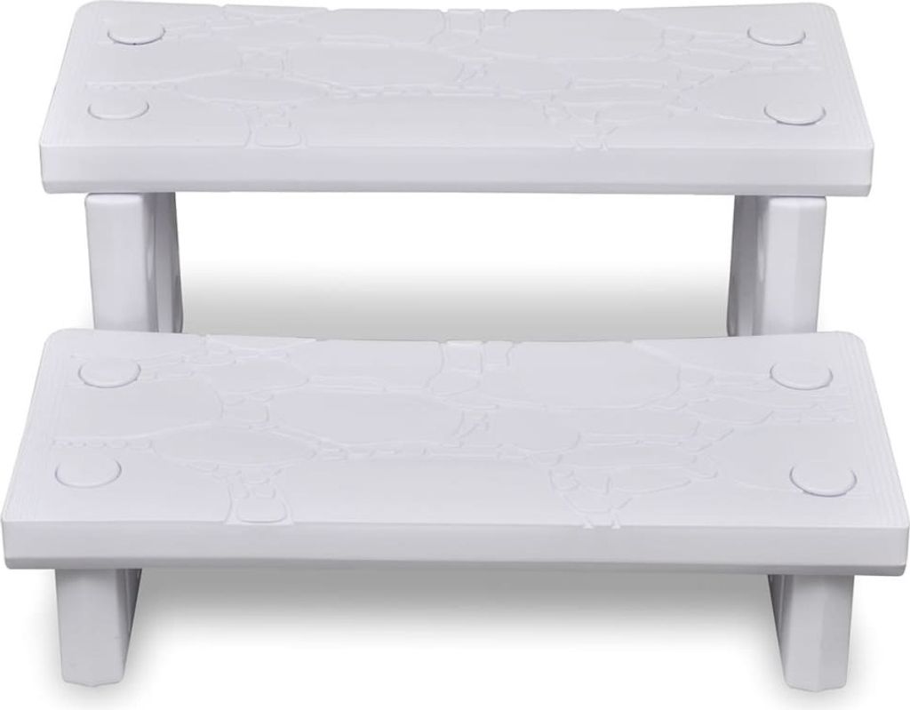 vidaXL Whirlpooltreppe, Weiß, Kunststoff, 70x65x34 cm, Produktbild 