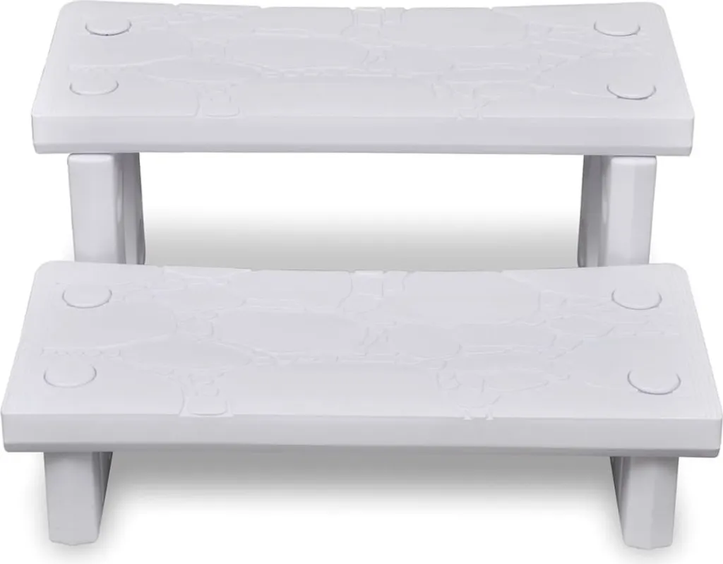 Escalier pour spa blanc résistant aux UV - Finition anti-glisse - 2
