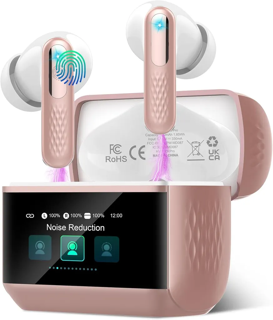 In-Ear-Kopfhörer mit Touchscreen,Bluetooth 5.4 mit ANC/ENC Mic mit Geräuschunterdrückung, 48H HiFi Stereo Ohrhörer mit 5EQ-Modi,IP7 Wasserdicht USB-C