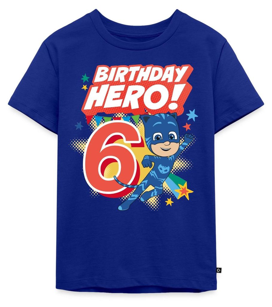 Spreadshirt PJ Masks Catboy Birthday Hero 6. Geburtstag Kinder Premium T-Shirt, 110/116 (4 Jahre), Royalblau