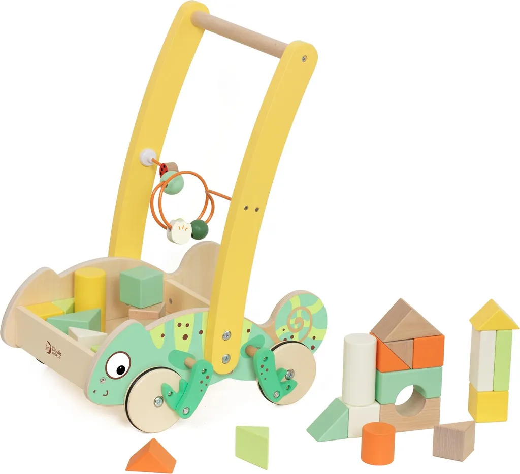 Trotteur en bois Caméléon stable avec blocs de construction - 4
