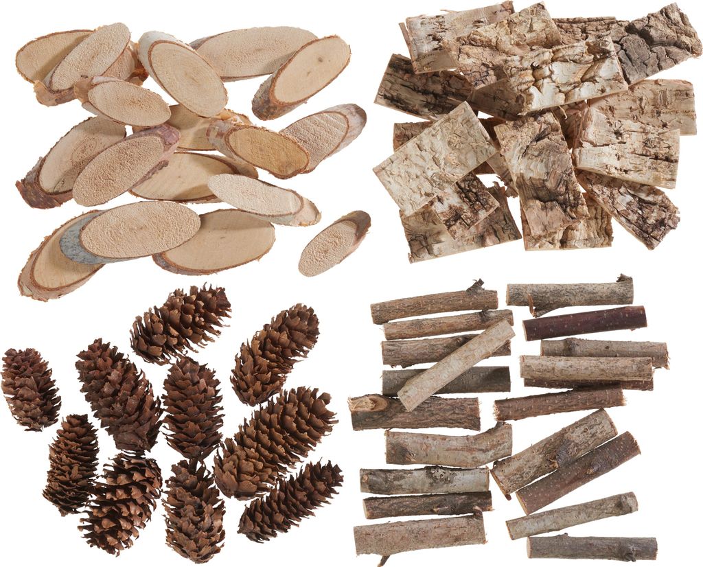 VBS Naturdeko Waldteile 135g Holzdeko Set 3 bis 10 cm Bastelbedarf