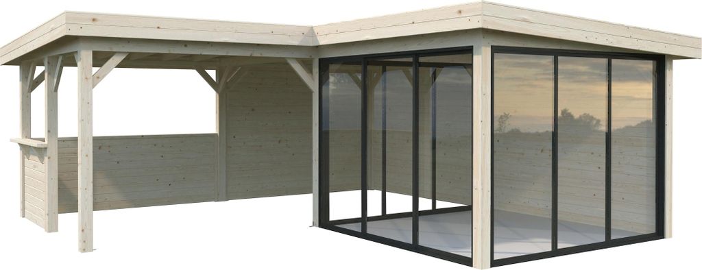 Palmako Carport/Pavillon Connect Lenna 24,9 m² Set 410 Slide naturbelassen