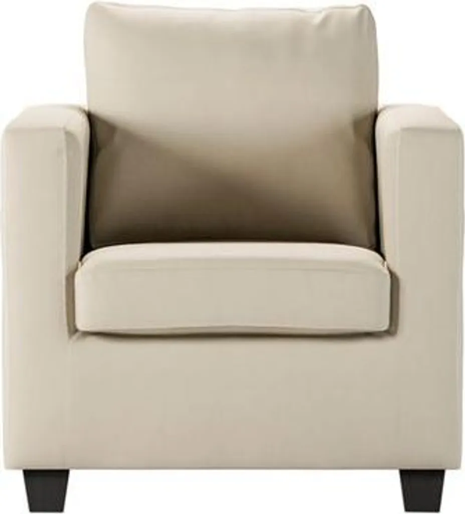 Fauteuil de salon scandinave Thunder-Casco beige en tissu et bois chic