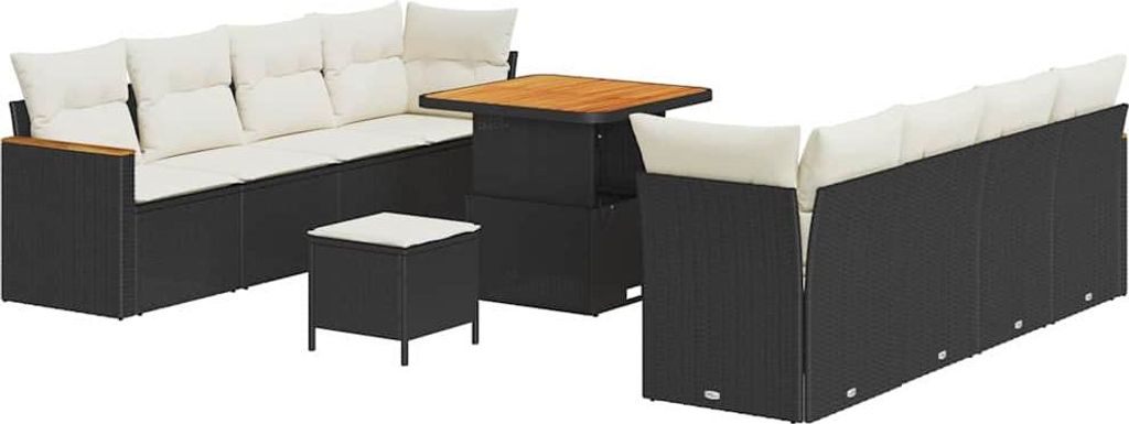 "2026 Aktion" Gartensofa Set - Balkonmöbel/Loungeset - elegantes Design - mit Kissen 12 pcs Schwarz Poly-Rattan - 80x80x71cm - Gartensofas NeuMöb...