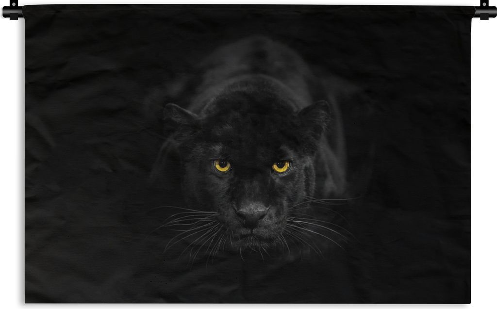 MuchoWow Wandteppich Wandbehang Leopard - Augen - Schwarz 120x80 cm Tapisserie Dekoration Wandtuch - Wanddekorationen - Wandtücher