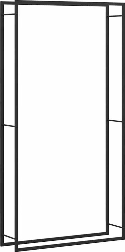 vidaXL Police na palivové drevo matná čierna 110x28x214 cm Obrázok produktu 